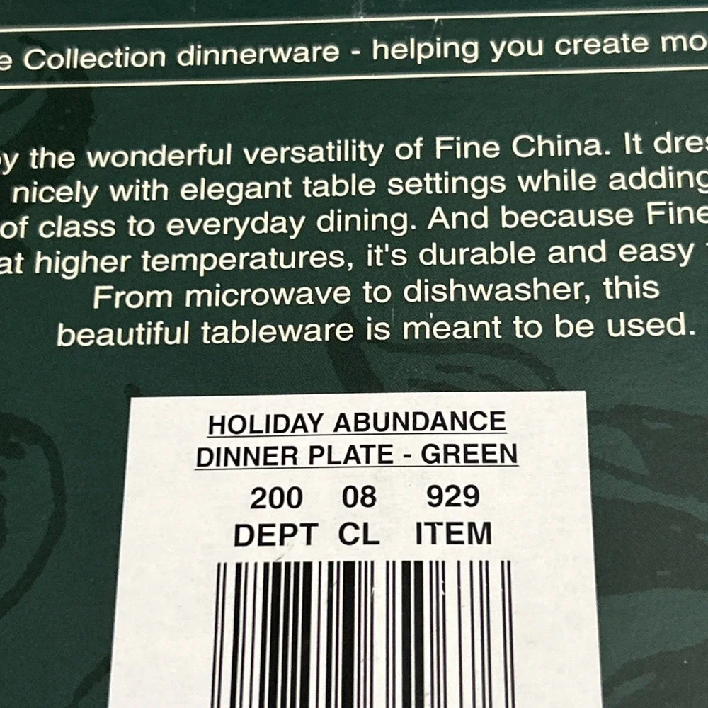 NIB Sakura Hallmark HOLIDAY ABUNDANCE Dinner Plates 10.5